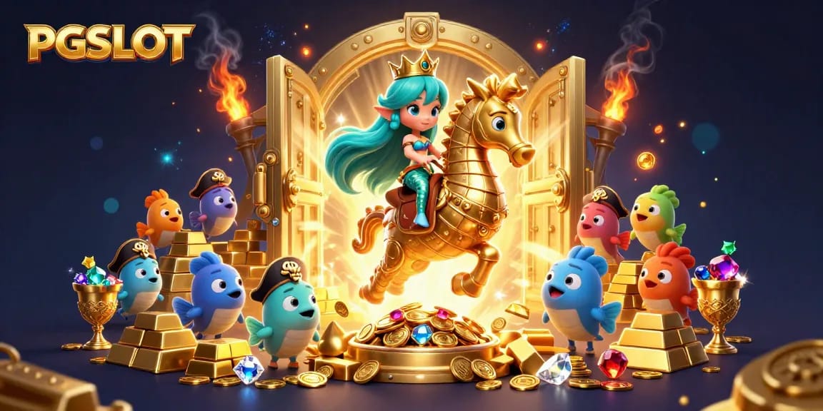 Engage in thrilling PGSLOT gameplay as the mermaid princess dives into a treasure-filled adventure!