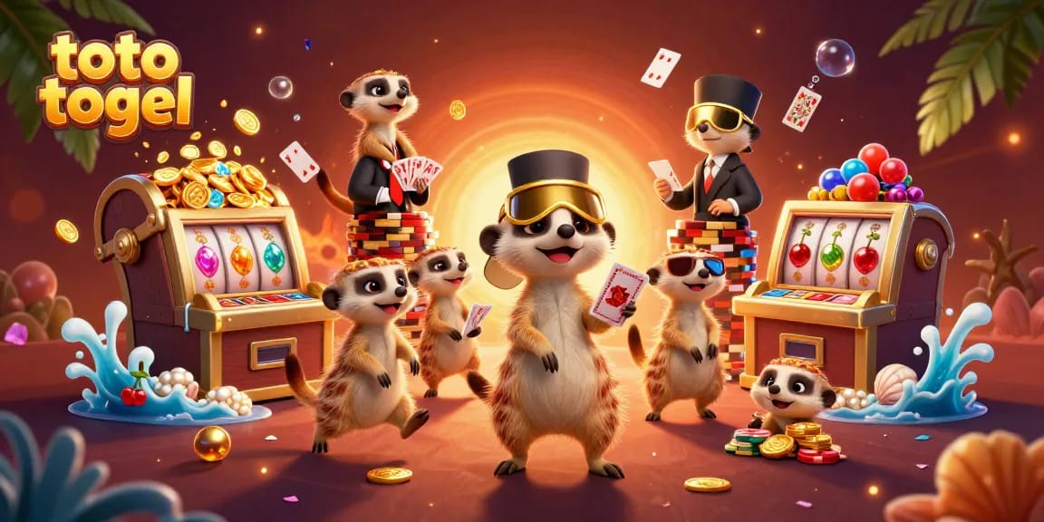 Engage in thrilling toto togel action with charming meerkats at a vibrant animated casino.