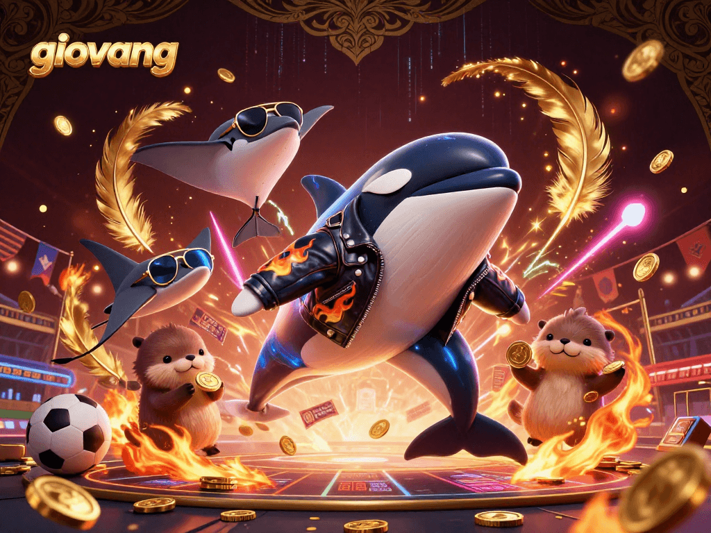 Experience the thrill of sports betting with giovang's dynamic 3D casino scene featuring an orca, stingray, and otters.