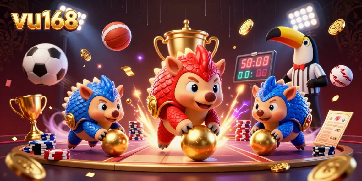 Experience thrilling action at vu168 by watching rival pangolins bowling through poker chips in a vibrant online casino environment.