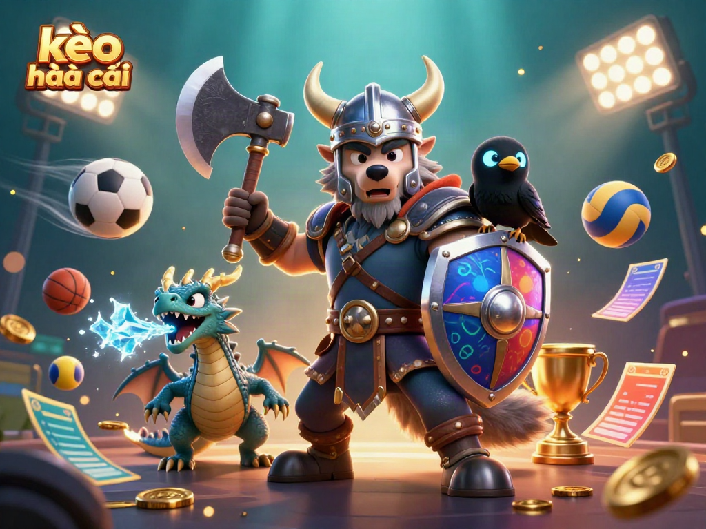 Engage with kèo nhà cái in a dynamic sports betting scene featuring cartoon characters and vibrant game elements.