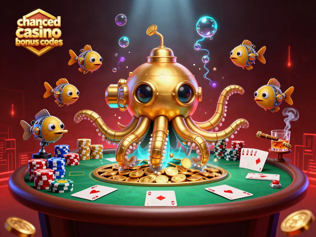 Experience gaming excitement with chanced casino bonus codes in a vibrant 3D casino scene.
