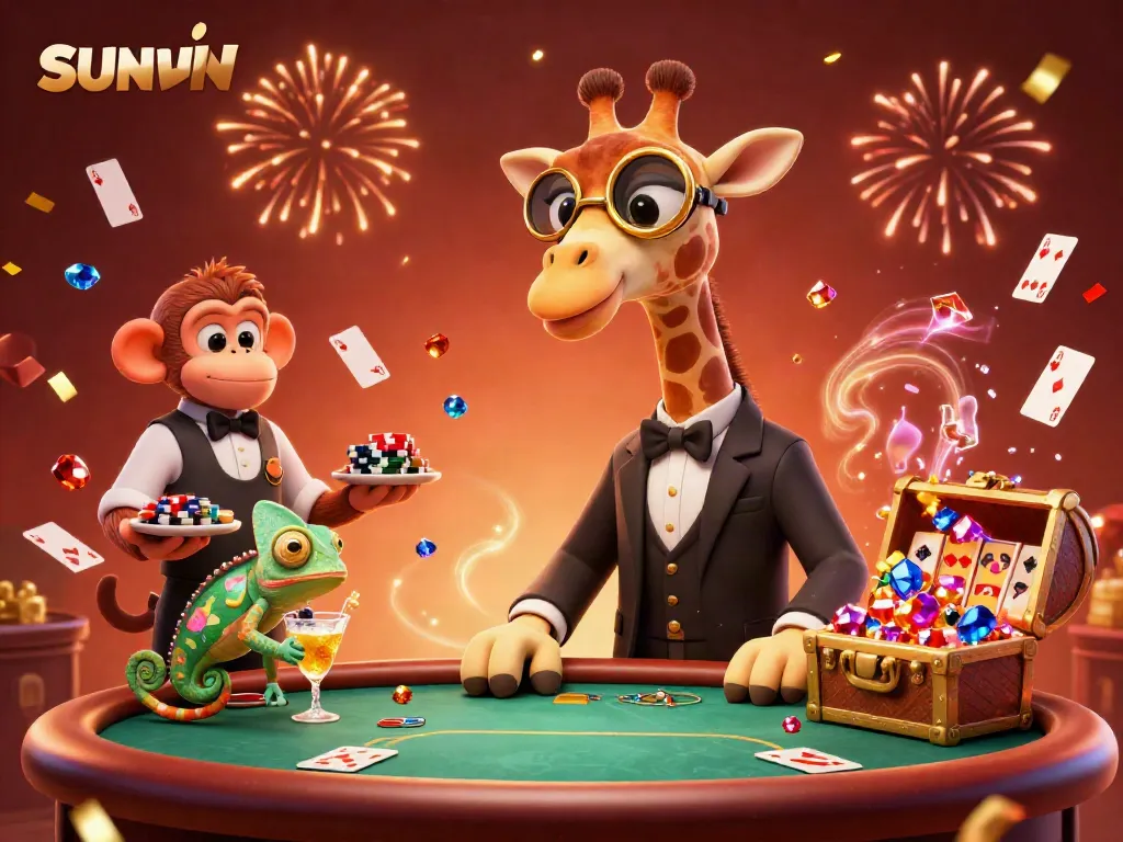 Experience the excitement of SUNWIN at a lavish VIP poker table with rich casino elements.