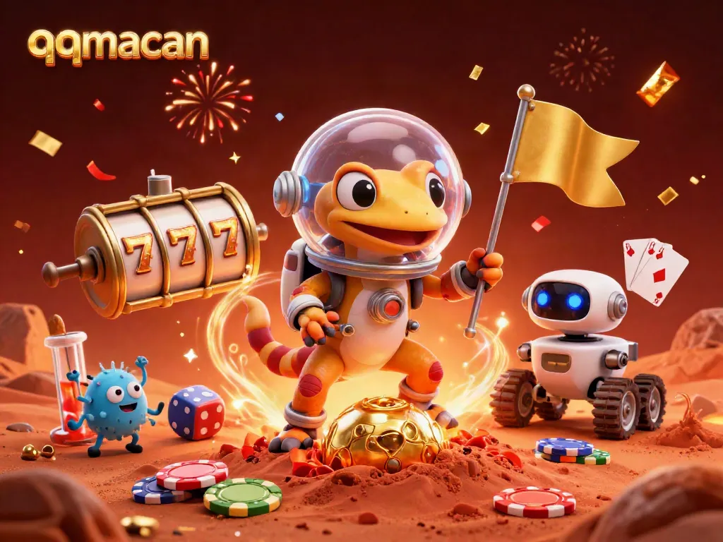 Experience thrilling jackpots at qqmacan with an adventurous Martian gecko finding a hidden casino.