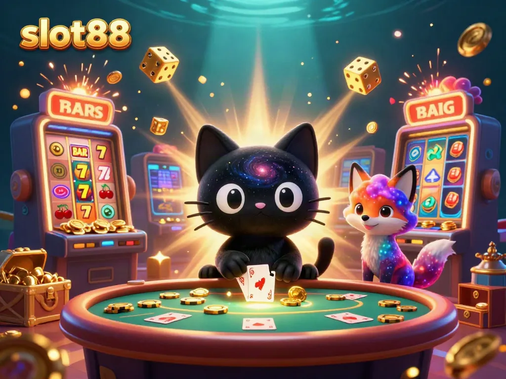 Experience slot88 thrilling action with 3D characters and vibrant casino elements bursting with excitement.