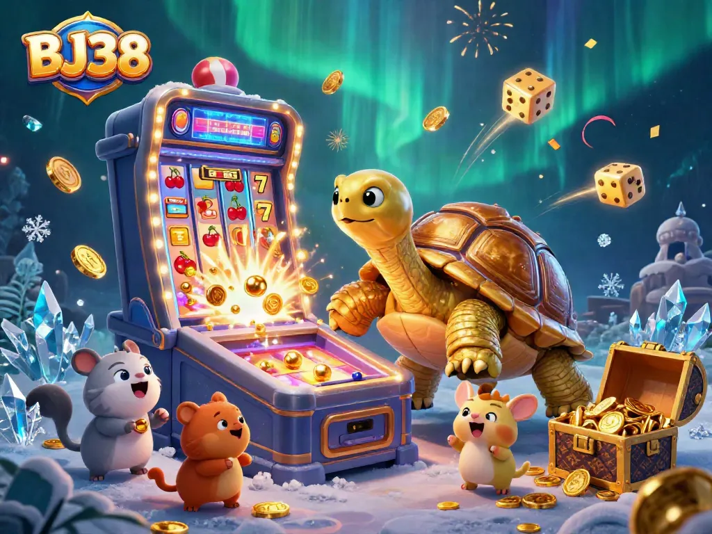 BJ38 offers thrilling gaming experiences with vibrant slot machines and colorful characters in a dynamic casino setting.