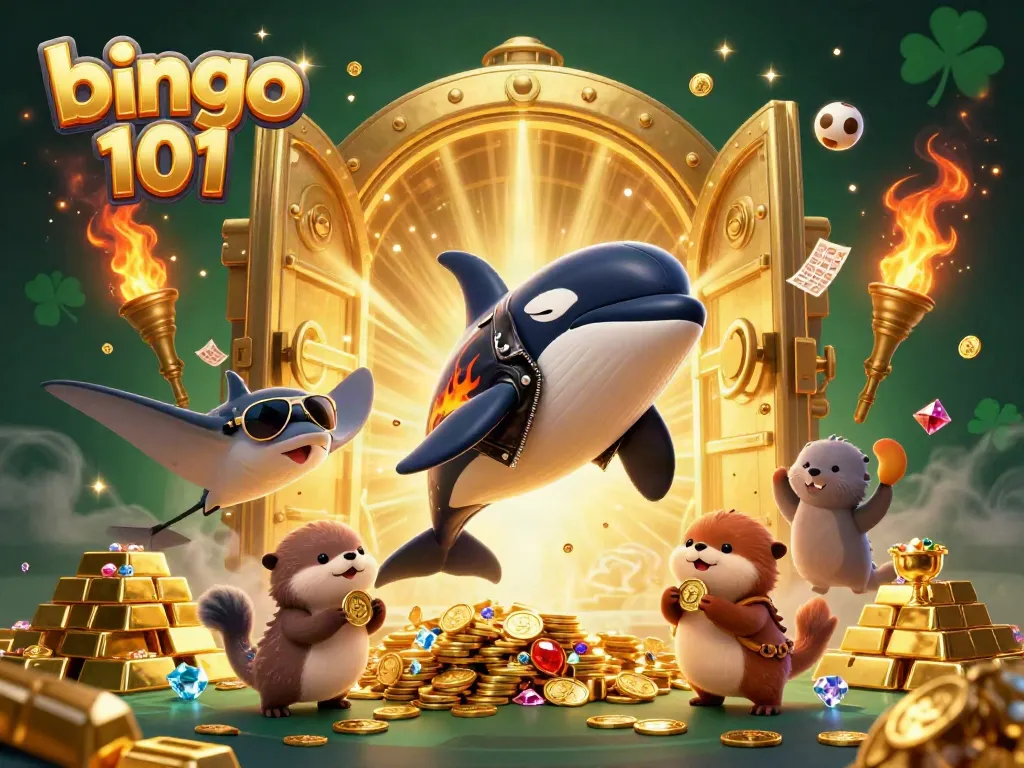 Permainan bingo 101 dengan orca, ikan pari, dan berang-berang laut yang bersenang-senang.