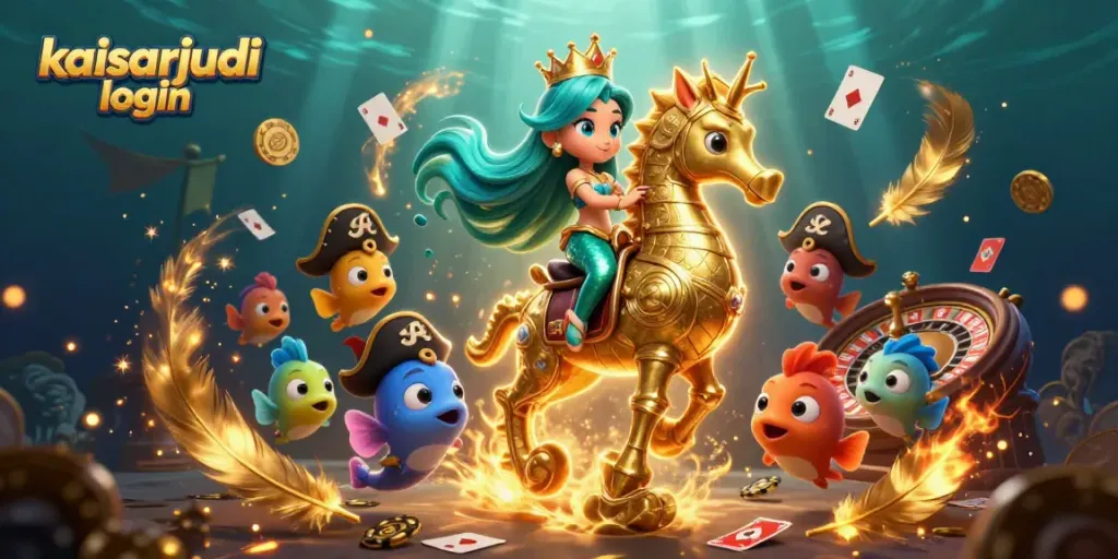 Engage with kaisarjudi login, featuring a mermaid and seahorse in an exciting casino scene.
