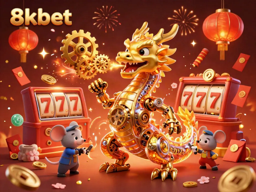 Experience thrilling wins at 8xbet with a vibrant 3D casino adventure featuring a golden dragon.