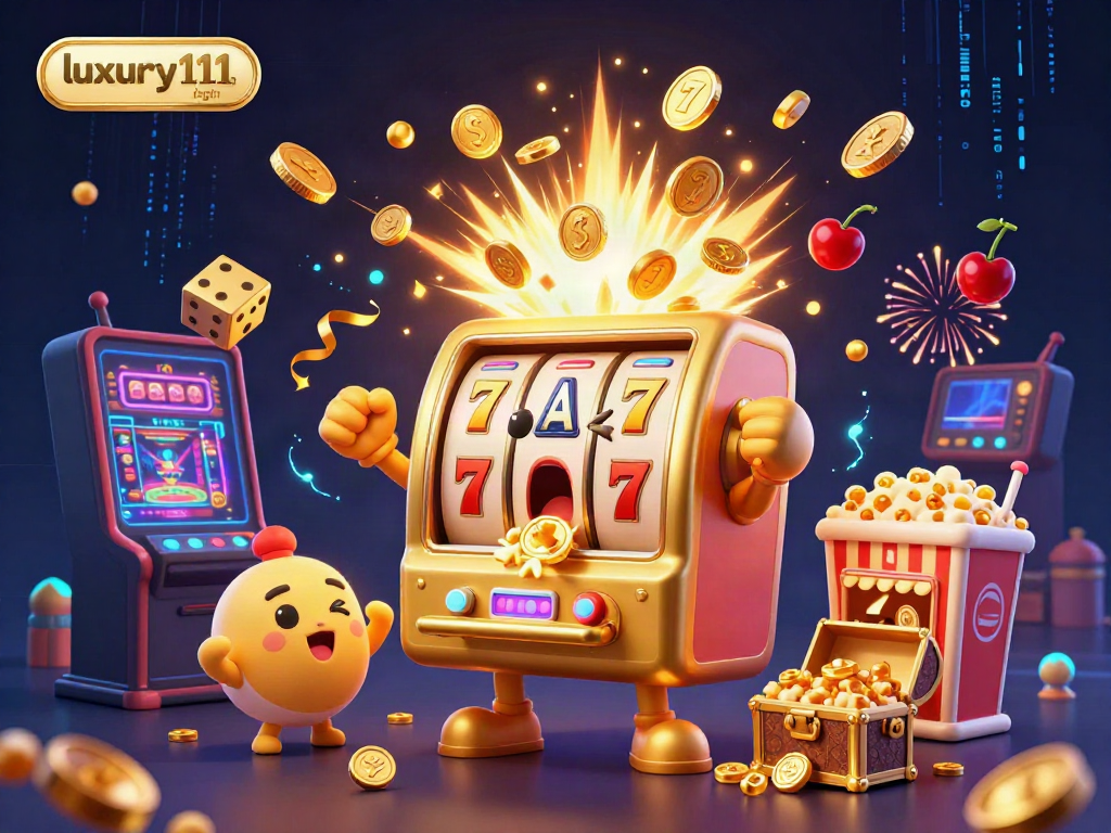 Celebrate wins with the vibrant luxury111 login scene featuring a cheerful golden slot machine!