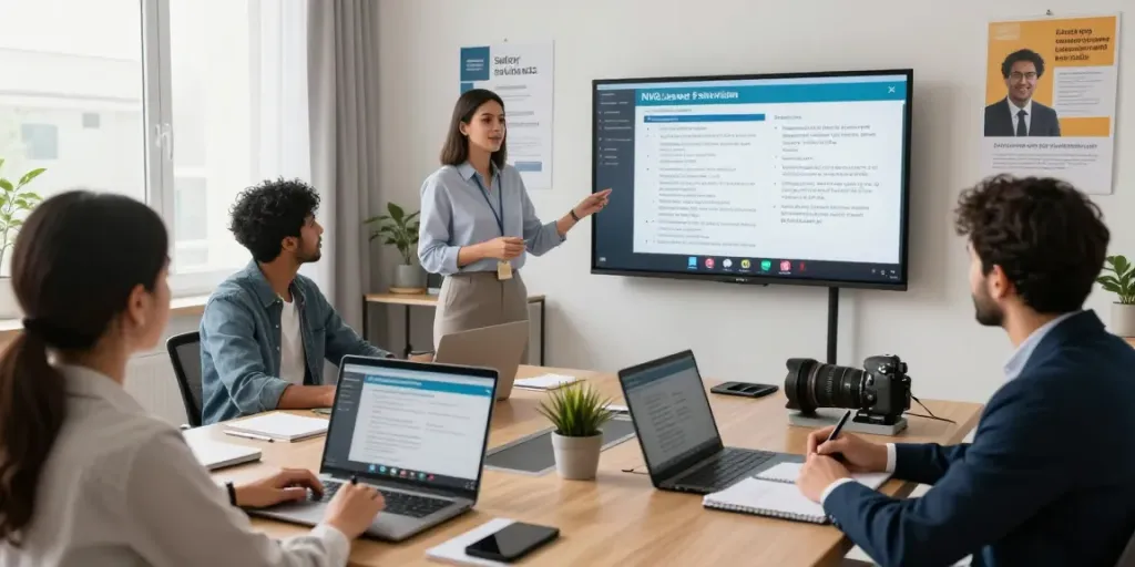 Training professionals online for NVQ Level 6 in Saudi Arabia with interactive virtual learning setup.