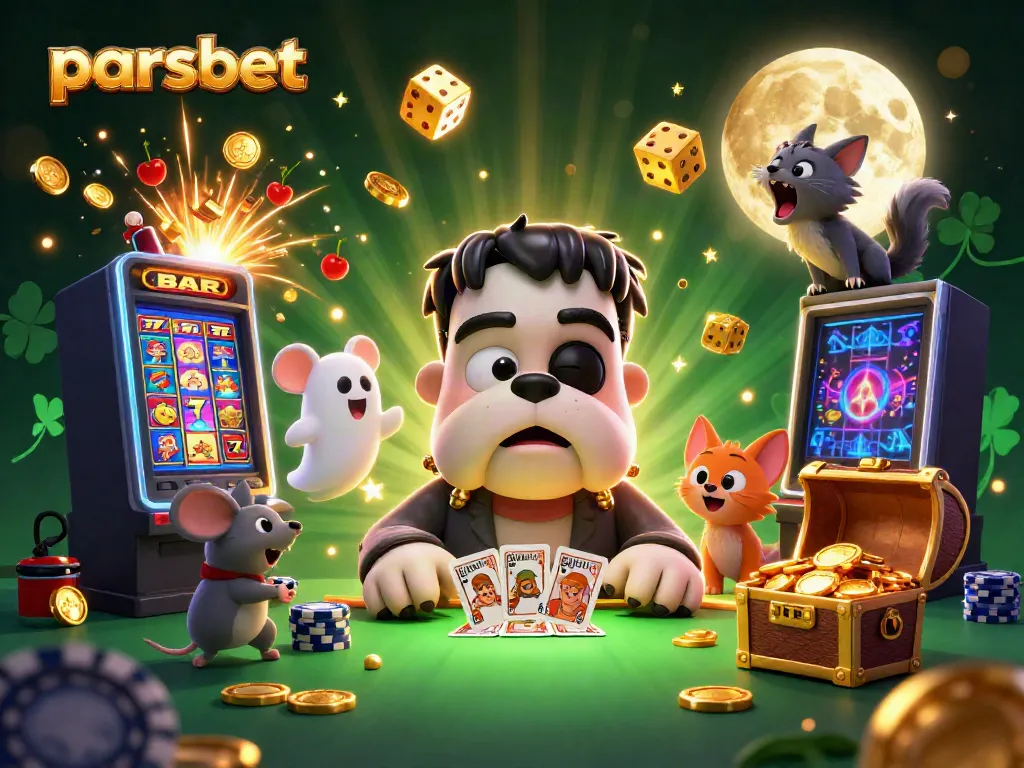 Parsbet entertaining players with a spooky card game scene featuring a bulldog dealer and a ghost mouse.