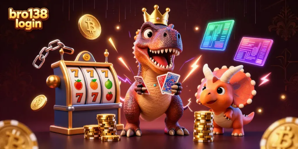 Engage with exciting casino action through the bro138 login, featuring vibrant characters and game elements.