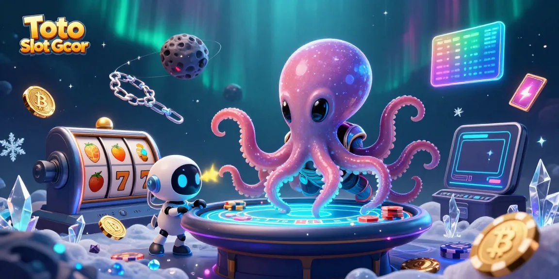 Memenangkan Toto Slot Gacor dengan alien gurita dan robot pendukung dalam ilustrasi yang memikat.