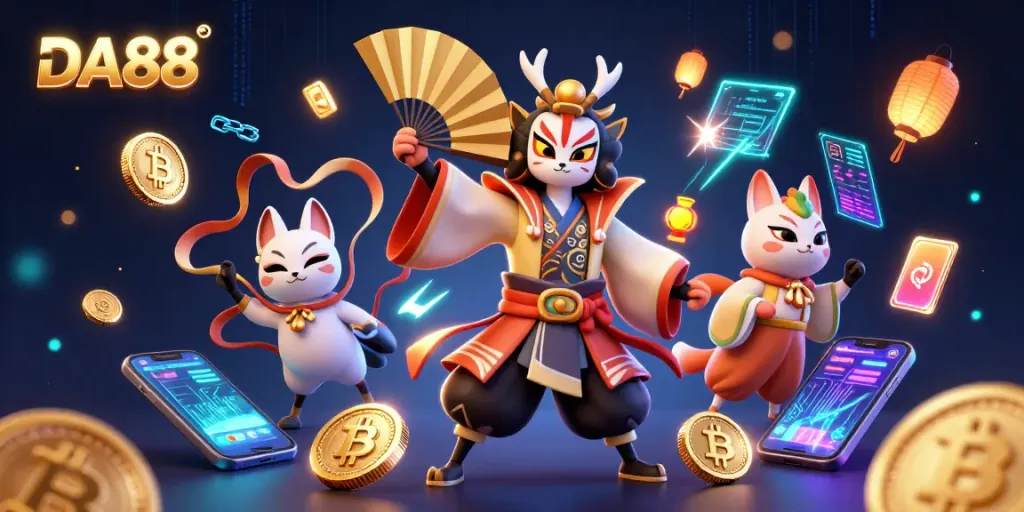 Win big at DA88 with vibrant 3D casino illustration showcasing thrilling gaming action.
