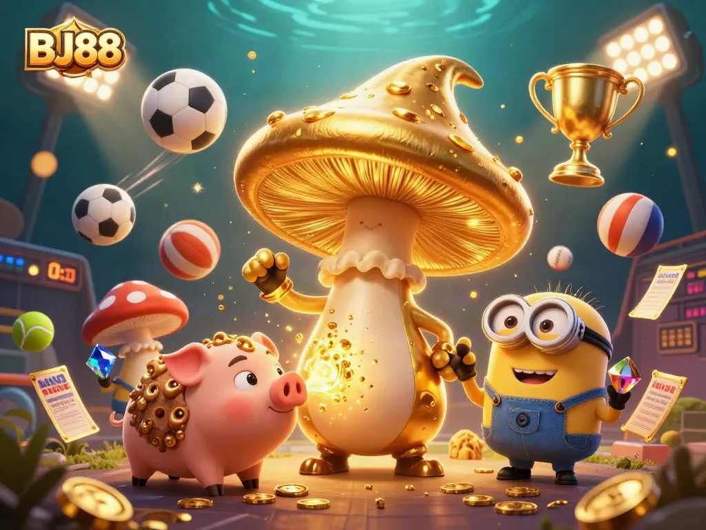 Experience thrilling sports betting action with BJ88's magical 3D characters amidst dynamic game elements.