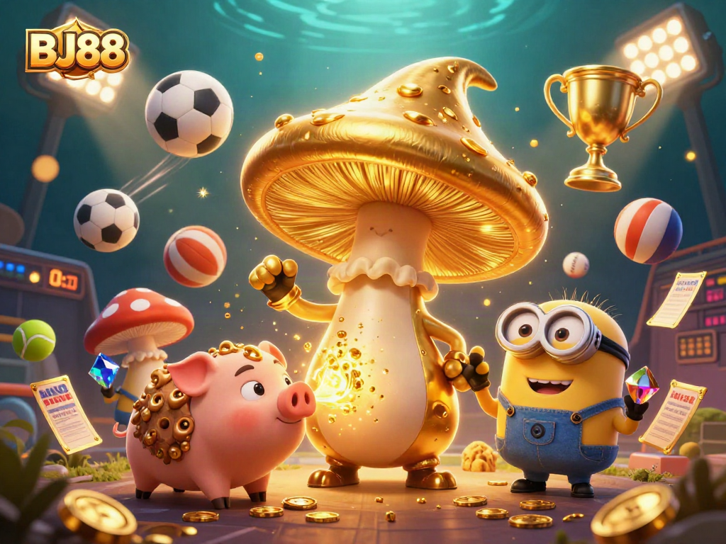 Experience thrilling sports betting action with BJ88's magical 3D characters amidst dynamic game elements.