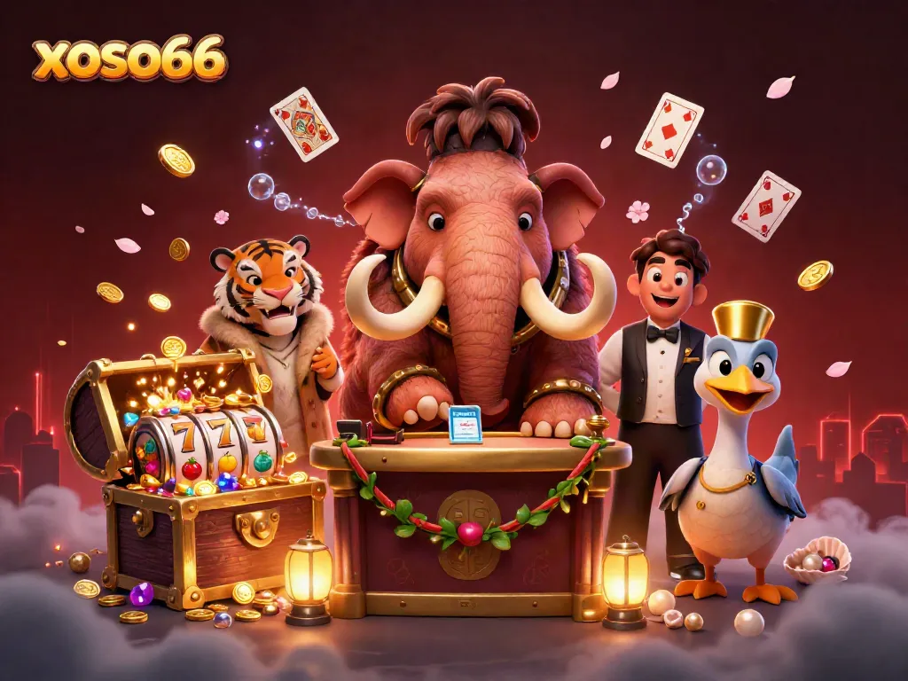 xoso66 captures thrilling moments at the casino with vibrant characters and dynamic slot elements