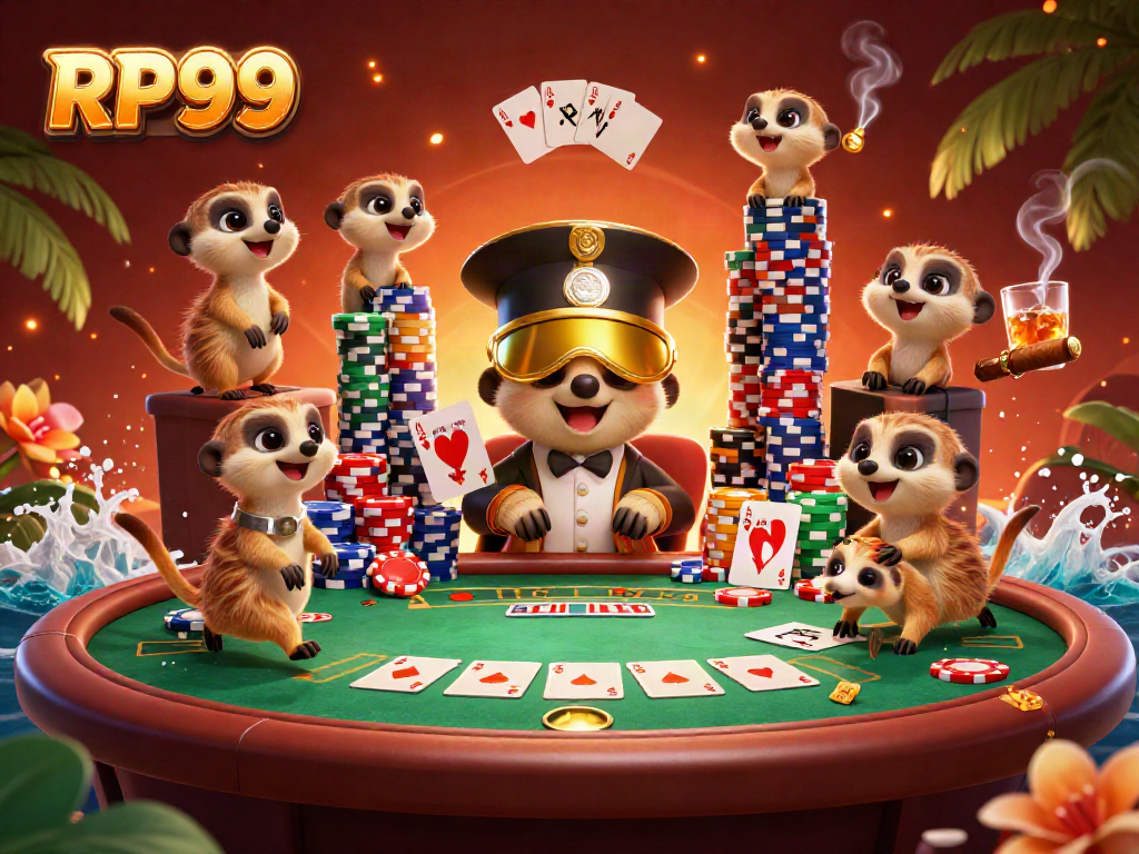 Experience thrilling action at RP99 with animated meerkats managing a vibrant casino scene.