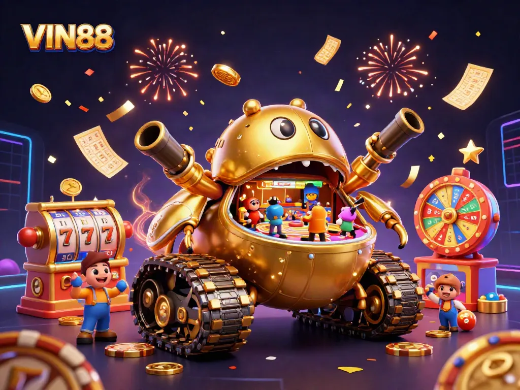 Play and win with VIN88 at this lively mini casino explosion, full of colorful elements and jackpots.