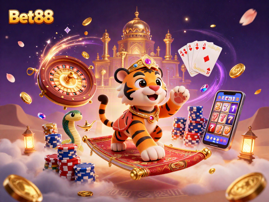 Experience winning at Bet88 with an Arabian Nights-themed casino adventure featuring vibrant game elements.