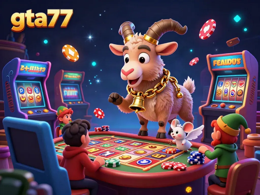 GTA77 menyajikan atmosfer kasino yang meriah dengan karakter unik dan elemen slot yang menarik.