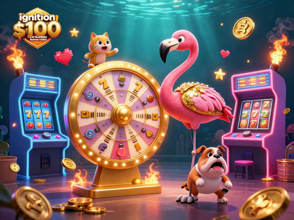Exciting scene showcasing ignition casino $100 no deposit bonus codes with vibrant game elements and characters.