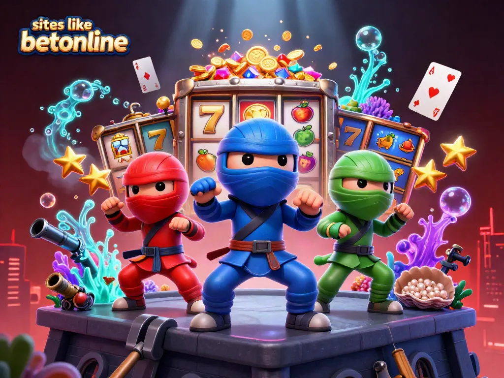 Experience thrilling action in sites like betonline with 3D cartoon ninja chameleons and slot elements