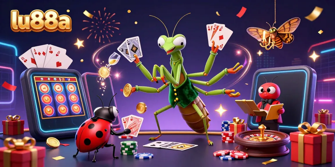 Experience thrilling moments at lu88a with giant card sharps, slot games, and festive elements in 3D.