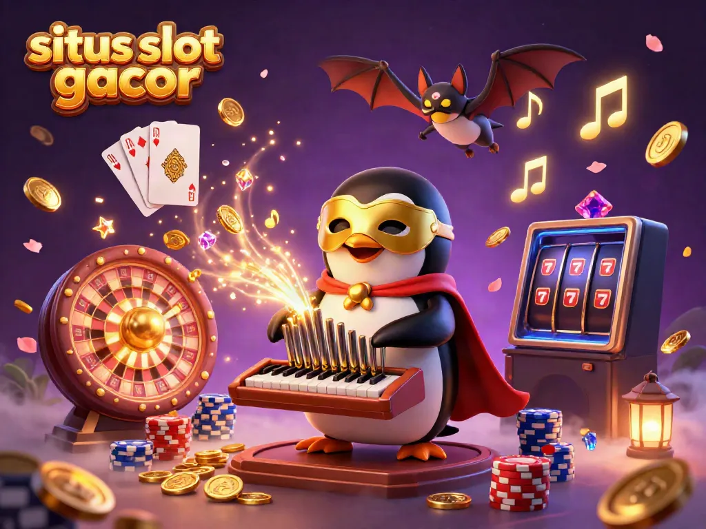 Experience the exhilarating atmosphere of situs slot gacor with a dynamic casino scene featuring enchanting characters and game elements.