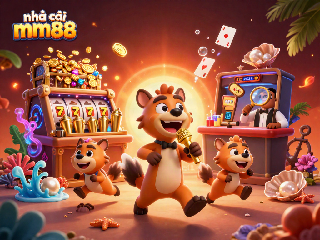 Engaging scene of nhà cái mm88's comedy casino featuring hyenas as bartenders and bouncers.