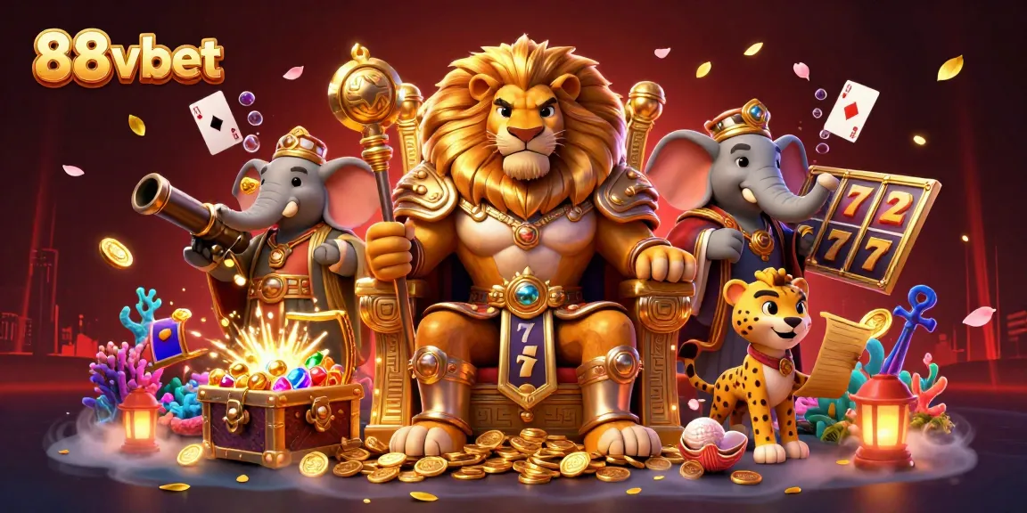 Experience thrilling gameplay with 88vbet in a vibrant 3D casino illustration full of excitement.