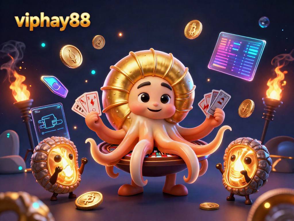 Experience exciting gaming with viphay88, featuring ancient nautilus and digital elements in a 3D casino scene.
