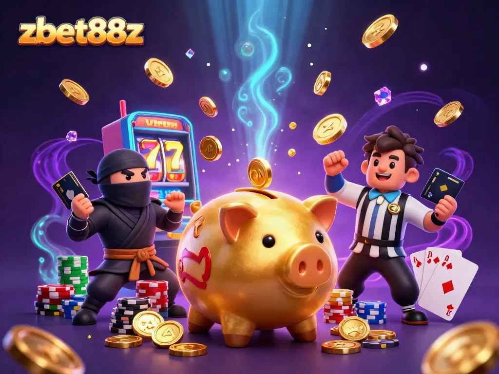Experience thrilling wins with zbet88z featuring a dynamic casino scene with engaging characters.